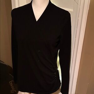 212 Collection Black Wrap Shirt with Buttons
